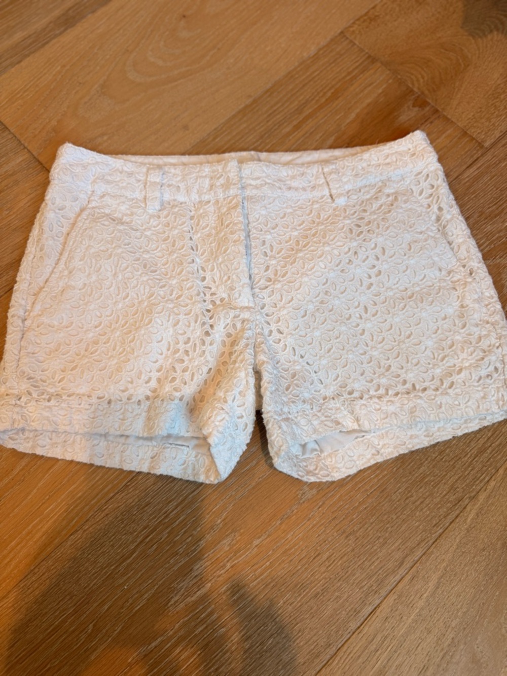 Garnet Hill White Eyelet High-Waist Shorts